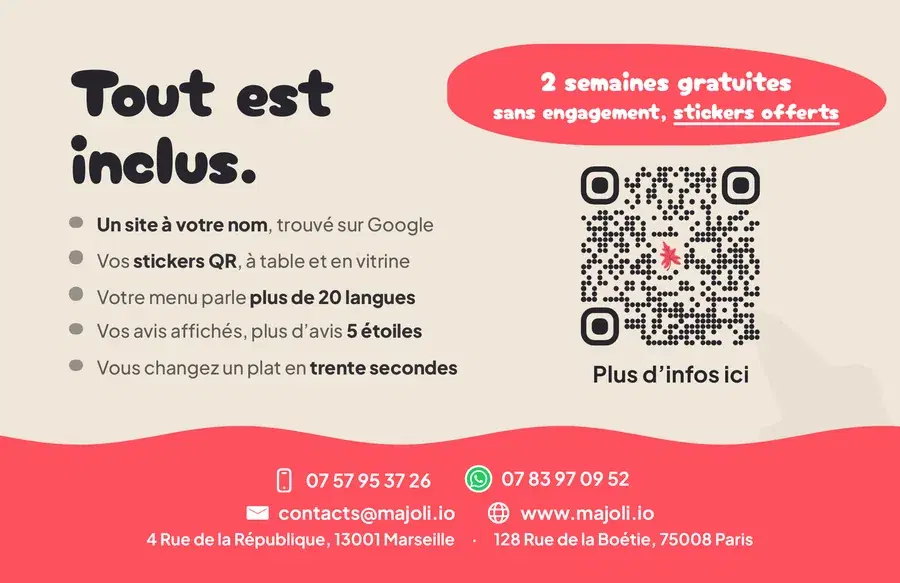 Back of a Majoli business card