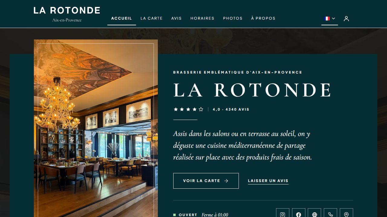 La Rotonde's website, a brasserie in Aix-en-Provence