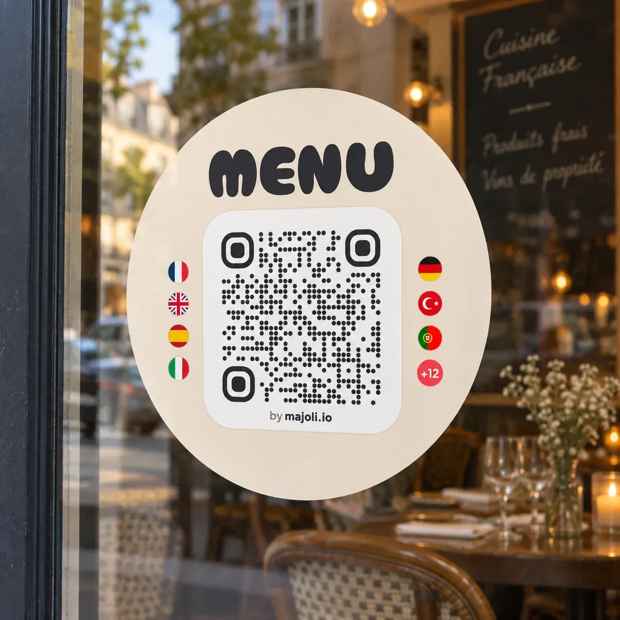Sticker vitrine, 15 × 15 cm, ou sur mesure