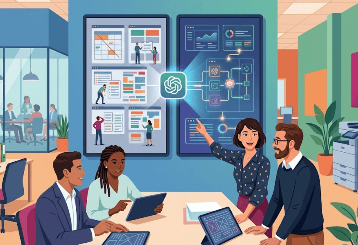 Schéma technique de l'intégration de l'API OpenAI au sein d'une infrastructure logicielle d'entreprise