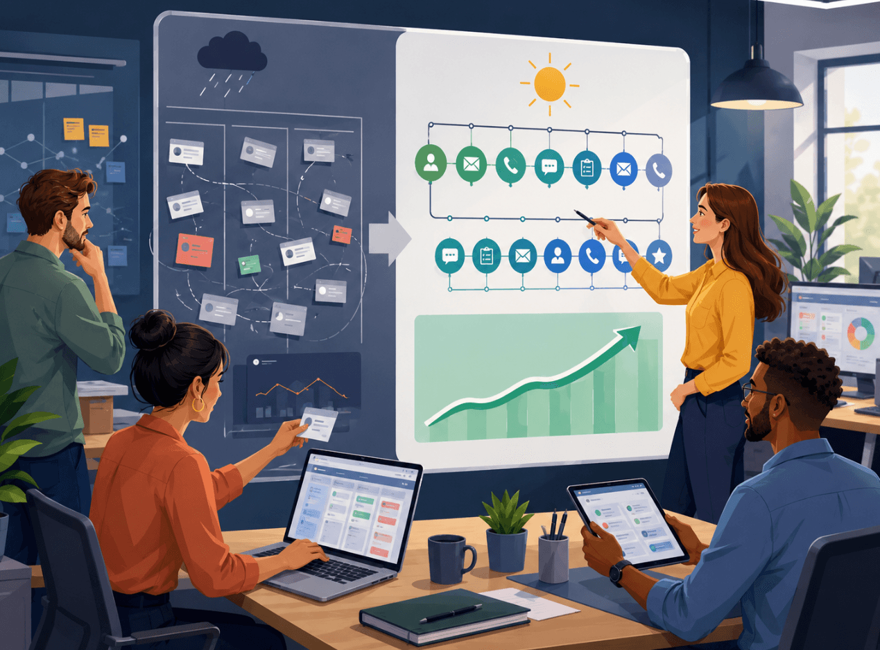 Pipeline commercial B2B sur HubSpot CRM structuré en six étapes avec pondérations et forecast de ventes.