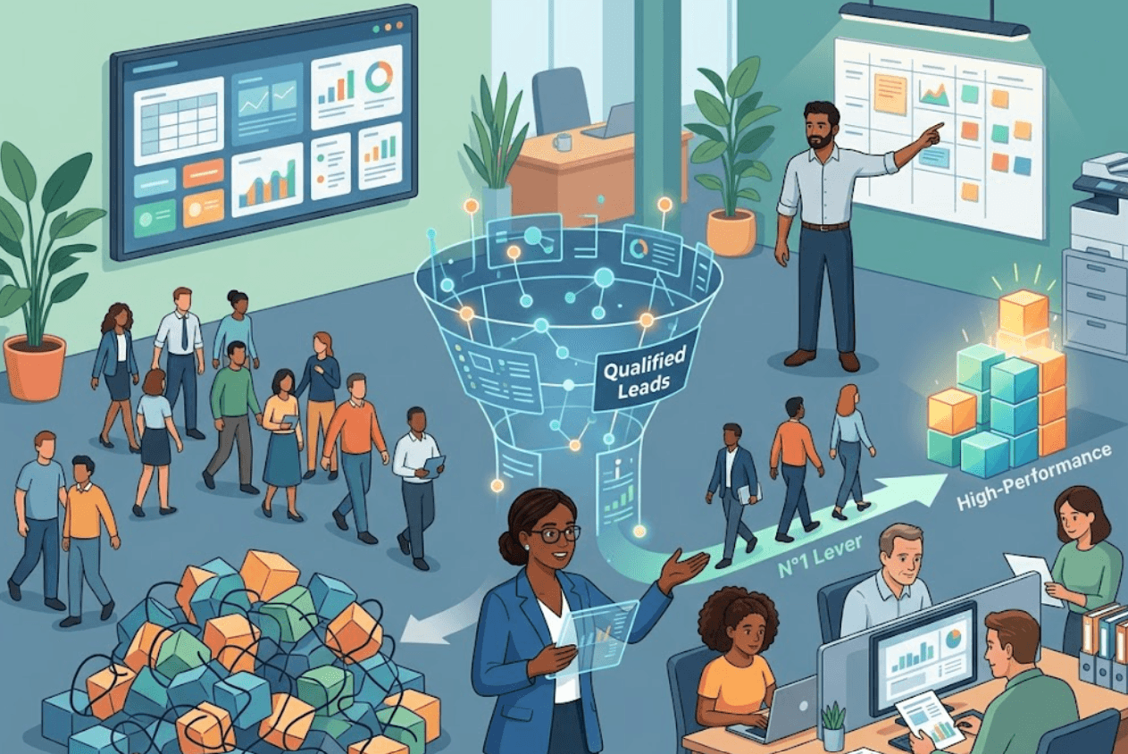 Graphique illustrant l'impact de la qualité d'une base de prospects sur le taux de conversion en B2B
