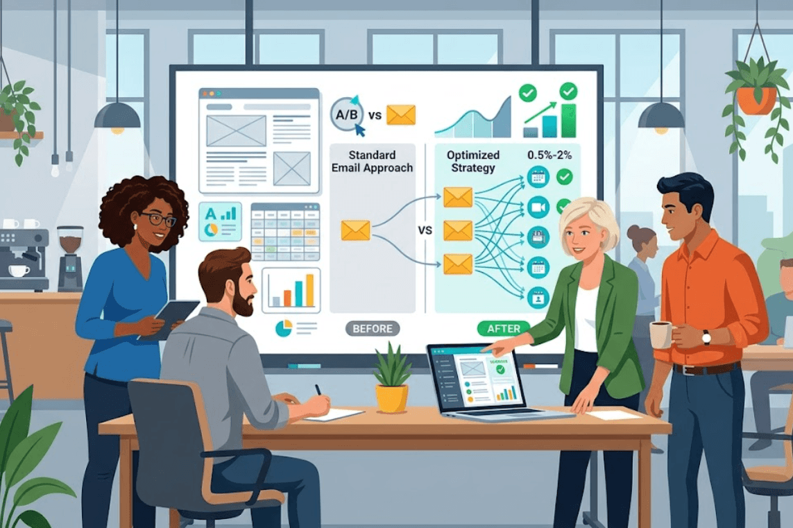 Tableau de bord de suivi des performances de prospection B2B par email.